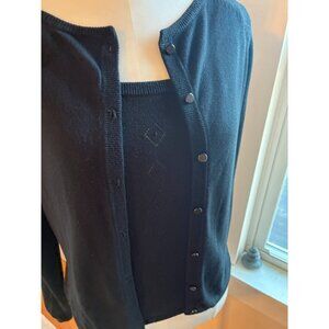 RARE! Vintage Black Easel Sweater Cardigan Set 90s 00s y2k